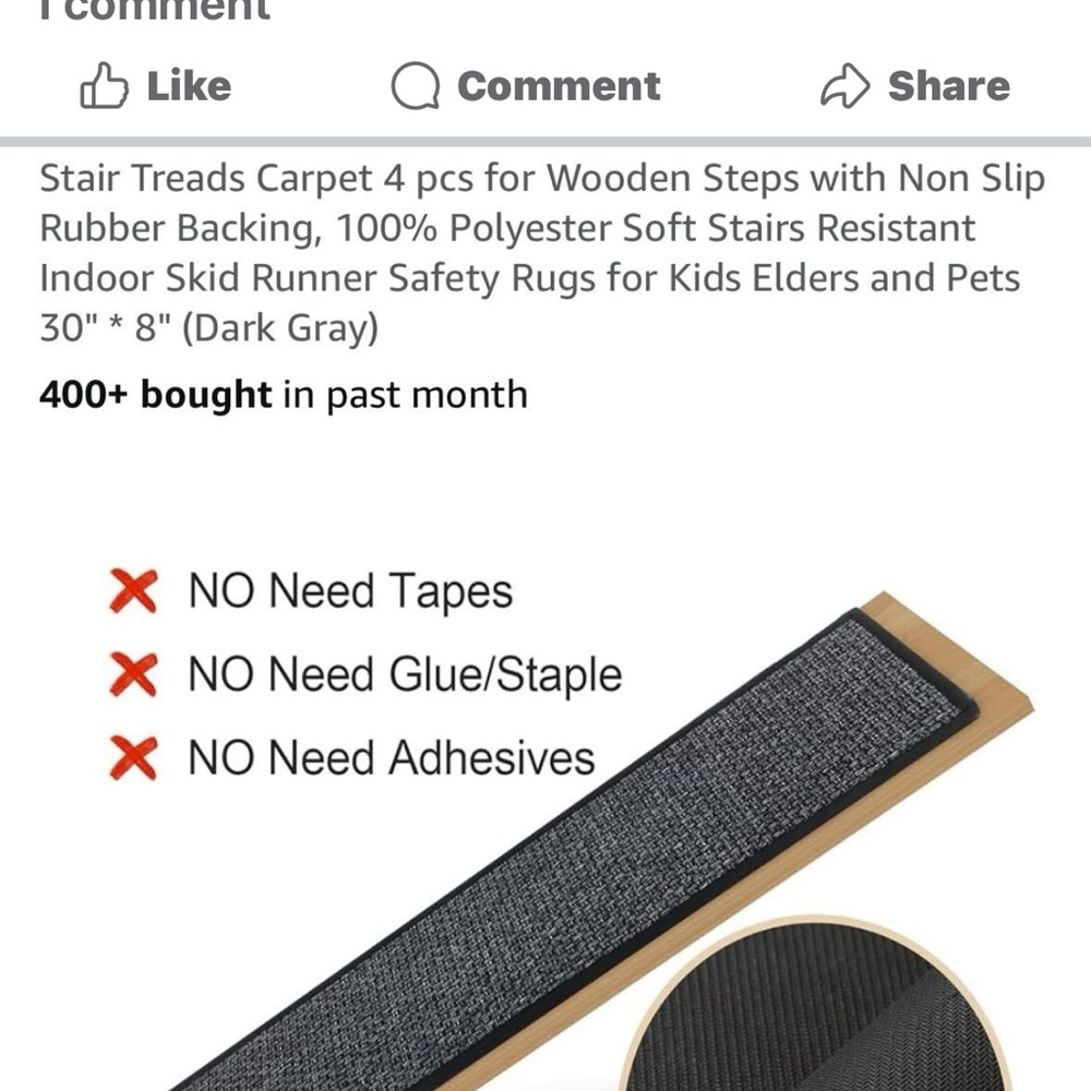 Stair threads nonslip carpet New in box set of 4
30”x 8” inches dark grey